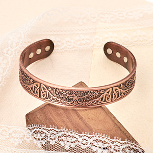 European Fashion Plant Tree Pattern <b>Copper</b> Alloy Cuff <b>Bracelet</b> Unisex Jewelry Bronze Tone Retro Punk Style - Product Image 1