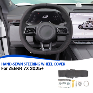 Pour Zeekr 7X 2024 + couverture de <span class=keywords><strong>volant</strong></span> de voiture cousue à la main en daim couverture de poignée de <span class=keywords><strong>volant</strong></span> garniture intérieure de voiture accessoires de voiture - Product Image 2