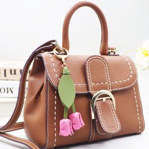 PU <b>Leather</b> Tulip Keychain & Bag Charm Southeast Asia Style Printed Logo Decoration Fine Pendant Charms - Product Image 4