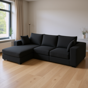 Sofá Seccional Moderno en Forma de L, Tapizado en Tela Negra, de 100-108 Pulgadas, Conjunto Modular Cómodo para Sala de Estar - Product Image 2