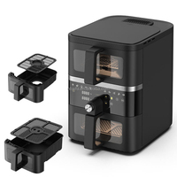 Friteuse à vapeur Aifa à double panier avec fenêtre visible (4,5 L + 6,5 L), contrôle de température indépendant, friteuse à vapeur numérique tactile