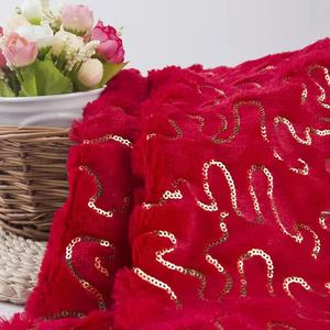 DDP Muestra gratis Textiles Mejor diseño Reversible Lentejuelas doradas Rojo/Rosa/Gris Tela de terciopelo al por mayor - Product Image 3