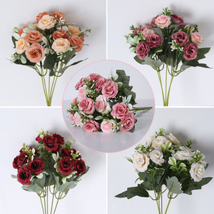 European Style 15 Heads Peony <b>Rose</b> Bouquet Silk Flowers for Home Dining Table Wedding Arch Living Room Decoration - Product Image 3