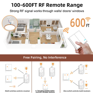 Tension universelle 2 gangs contrôleur de lumière RF sans fil 10A récepteur 80 ~ 275V <span class=keywords><strong>Kit</strong></span> de télécommande pour plafonniers commutateurs de télécommande - Product Image 6