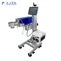 NV5808 Flying Online Portable Type Date Coder Machine de marquage laser pour code de production d'expiration sur bouteille en plastique PET
