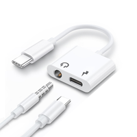Adaptateur pour casque pour téléphone, prise jack 3,5 mm, convertisseur AUX, séparateur, câbles adaptateurs de charge et audio, 2 en 1, adaptateur de type C