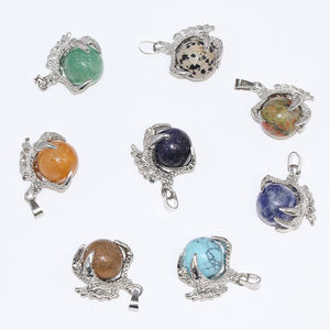 16 warna liontin cakar naga perak menakjubkan manik-manik bola batu bulat alami hadiah sempurna untuk gantungan kunci anting pembuatan kalung - Product Image 1