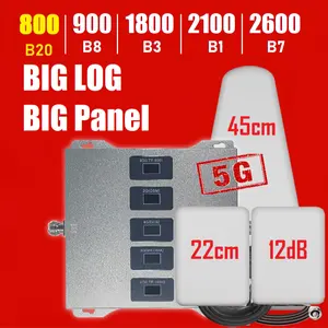 LTE 800 900 1800 2100 2600兆赫全套件5波段中继器放大器升压器，带套件B对数高增益面板天线欧洲国家