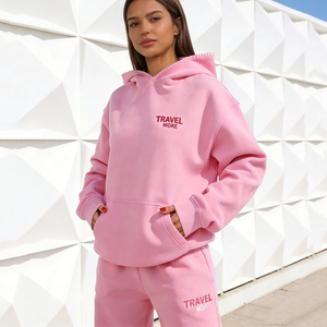 Ensemble Jogging et Sweat à Capuche à Épaules Tombantes en Molleton de Coton Chenille Brodé de Haute Qualité Personnalisé Casual Lourd 400 Gsm pour Femmes - Product Image 1