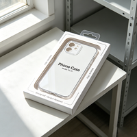 Boîte d'expédition personnalisée pour coques de téléphone avec fenêtre transparente, doublure en mousse et impression de logo en bronze pour produits numériques