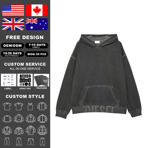 KingSen <b>Men's</b> 100% Cotton Winter Hoodie Acid Washed Printed Logo Lined Hooded <b>Pullover</b> Streetwear Boxy Fit 300g - Product Image 3