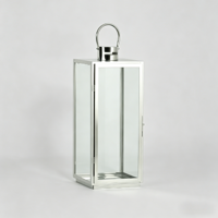 Lanternes à bougies en verre transparent et métal, design élégant, fabrication artisanale, finition argentée, pour la maison, les mariages, Noël, lanternes décoratives suspendues