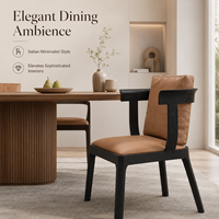 Chaise de salle à manger minimaliste italienne haut de gamme en bois de frêne, fauteuil design en cuir tanné pour projets de mobilier de restaurant, hôtel et boutique