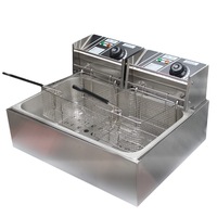 Friteuse professionnelle gaz-électrique pour restaurants, capacité 5400 pièces/heure, fonction agitation et broyage, inclut panier et réservoir d'huile
