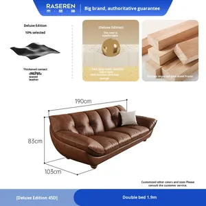 โซฟาหนังสีน้ำตาลโค้งมนสไตล์โมเดิร์น 3 ที่นั่ง รุ่น <span class=keywords><strong>Moop</strong></span> Top หรูหรา พร้อมเบาะรองนั่งนุ่มสบายสำหรับห้องนั่งเล่น - Product Image 6
