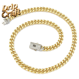 Hip-Hop 14K 8Mm Đồng Mạ Vàng Cuba Chuỗi Monace Vòng Cổ, Hai-Tone Bạc Khóa Đầu Cho Chúng Tôi Độc Đáo Làm Bằng Tay - Product Image 1