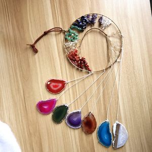 Diy Sept Chakra Cristaux Arbre de Vie avec tranche d'agate Tenture Murale Ornement acheter chez <span class=keywords><strong>taiba</strong></span> agate - Product Image 3