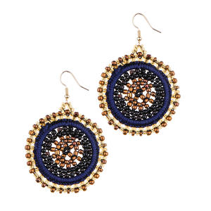 2022 اليد المنسوجة بوهيميا مطرز سبائك متجر <span class=keywords><strong>dreamnet</strong></span> الفضة شخصية الأقراط الأرز الخرز استرخى أقراط الأزرار الإناث بالجملة - Product Image 6