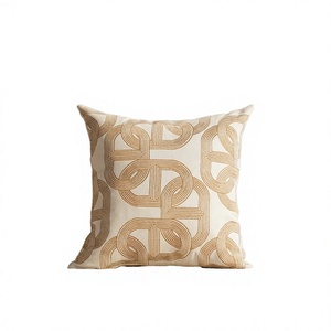 Woven Anti-static Customizable Cushion <b>Cover</b> 100% Polyester Geometric Retro Square Pillow Case <b>for</b> Home <b>Sofa</b> Decor - Product Image 3