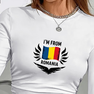 Camisa de manga larga de moda para mujer con diseño de bandera nacional, camiseta de verano fresca e informal. - Product Image 4