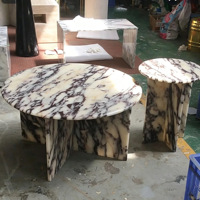 Table basse ronde en marbre naturel SHENGLIN, style moderne minimaliste, base croisée, table centrale en pierre pour villa et salon d'hôtel