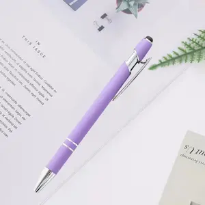 Рекламная дешевая алюминиевая шариковая ручка с мягкими резиновыми сенсорными экранами, недорогая шариковая ручка с логотипом для мобильного телефона