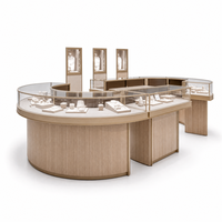 Vitrine de présentation de bijoux en bois et verre sur mesure avec éclairage LED, écologique, durable, fabriquée sur mesure pour les magasins de bijoux