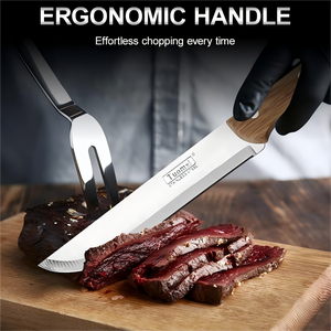 Couteau à trancher TUOMEI de 8 pouces, fait à la main, manche en bois de chêne, acier inoxydable poli miroir, léger - Product Image 4