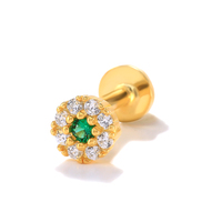 Piercing corps en argent Sterling s925, vis circulaire, vert blanc, bijoux de fil plat noir, 16G