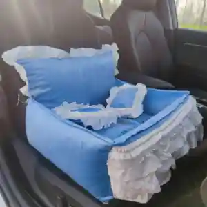 Seggiolino auto per cani di piccola taglia, seggiolino per animali domestici per cani di piccola taglia con guinzaglio di sicurezza a Clip cinghie regolabili, letto staccabile per auto