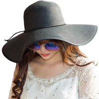 Topi Pantai Wanita Bertepi Lebar, Bulu Lembut, Dapat Dilipat, Pelindung Sinar Matahari, Tepi Lebar, Untuk Pantai