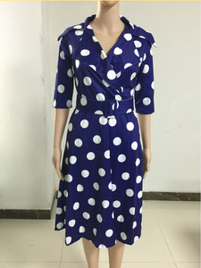 <span class=keywords><strong>Abito</strong></span> estivo CFA394 alla moda con colletto a <span class=keywords><strong>pois</strong></span>, <span class=keywords><strong>maniche</strong></span> a tre quarti, ampia gonna a ruota e cintura, stile africano. - Product Image 4