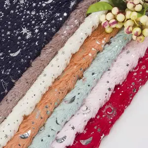 DDP ramah lingkungan tanpa MOQ pabrikan Cina kelas tinggi Vintage Flock <span class=keywords><strong>Glitter</strong></span> kain beludru desain bintang bulan matahari perak panas - Product Image 1
