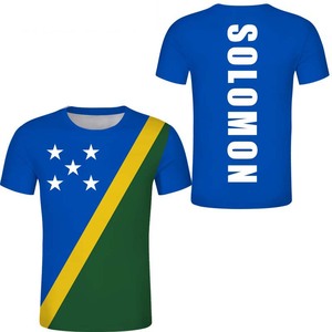 เสื้อยืดลายธงชาติหมู่เกาะโซโลมอน เสื้อยืดแขนสั้นผู้ชายสำหรับฤดูร้อน ลายตราสัญลักษณ์ฮอนิอารา เสื้อยืดออกแบบเองได้ ลายธงชาติหมู่เกาะโซโลมอน ดีไซน์เสื้อยืดท็อป - Product Image 1