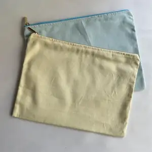 Kanvas alami tas debu kosmetik kantong ritsleting katun tas penyimpanan Makeup perjalanan kemasan dengan Logo