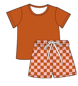 Nuovo Arrivo <span class=keywords><strong>Completo</strong></span> 2 Pezzi per Neonati Maschi: T-shirt <span class=keywords><strong>a</strong></span> Maniche Corte e Pantaloncini <span class=keywords><strong>a</strong></span> Quadri Personalizzabili – Set Comodo per Tutti i Giorni - Product Image 5