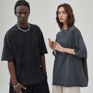 T-shirts vintage en coton peigné 100% de haute qualité, simples, surpiqûres apparentes, épaules tombantes - Product Image 4