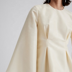 OEM da donna in raso da ufficio Design personalizzato tessuto di seta antirughe francese Chic camicetta con volant dettaglio Versatile elegante Top - Product Image 4