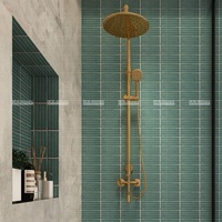 Carreaux de mosaïque décoratifs en porcelaine émaillée empilée vert foncé 15x145mm pour crédence de douche de salle de bain moderne de qualité supérieure