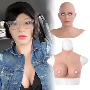 यूरचॉइस यथार्थवादी सिलिकॉन महिला सौंदर्य मास्क ई कप नकली स्तन पुरुष से महिला क्रॉसड्रेसर कॉस्प्ले किन्नर के साथ