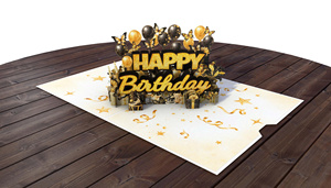 Carte de vœux 3D pop-up joyeux anniversaire, carte de vœux de luxe pour cadeau, vente en gros, personnalisable, meilleur prix - Product Image 3