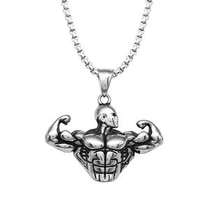 Hip Hop Fitness Personalized Muscle Male Waterproof <b>Stainless</b> <b>Steel</b> Jewelry Pendant <b>Necklaces</b> Gold Plated for Male <b>Men</b> Wholesale - Product Image 6