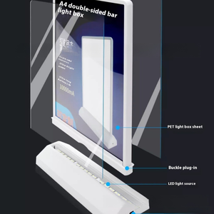 Hai mặt hình chữ nhật LED hộp đèn máy tính để bàn có thể sạc lại tùy chỉnh kích thước <span class=keywords><strong>menu</strong></span> Poster khung văn phòng thanh Nhà xe công ty Mall - Product Image 3