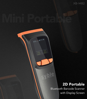 Syble Nouveauté XB-M82 Lecteur de codes-barres portable 1D 2D Bluetooth Mini Portable BT & 2.4G Sans fil avec écran d'affichage