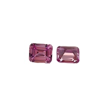 Saphir rose Sakura poli, biseauté, rectangulaire, taillé, pierre brute, taille émeraude, pierre précieuse synthétique, saphir rose clair
