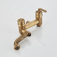 Système de douche à effet pluie en bronze antique Robinet de douche rétro avec pommeau de douche tournesol unique