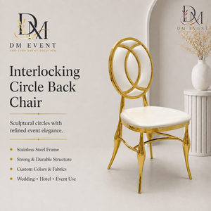 Double Ring Back Gold Stainless Steel Wedding Chair with <b>White</b> <b>Cushion</b> for Banquet and Hotel Events Wholesale Seating - Product Image 1