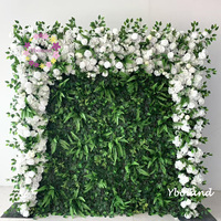 H127 Groene planten, witte hangende bloemen, gesimuleerde gecodeerde versterkte stof bloemenwand achtergrond bruiloftdecoraties