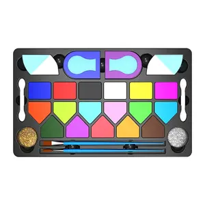 Professional Makeup Halloween 30 Color Water Based Face And Body Paint Palette Supplies For Kids' Face And Body