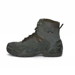 Bottes tactiques mi-montantes TSB08 Russie en cuir de vachette marron camouflage, daim noir et vert kaki pour la randonnée - Product Image 3